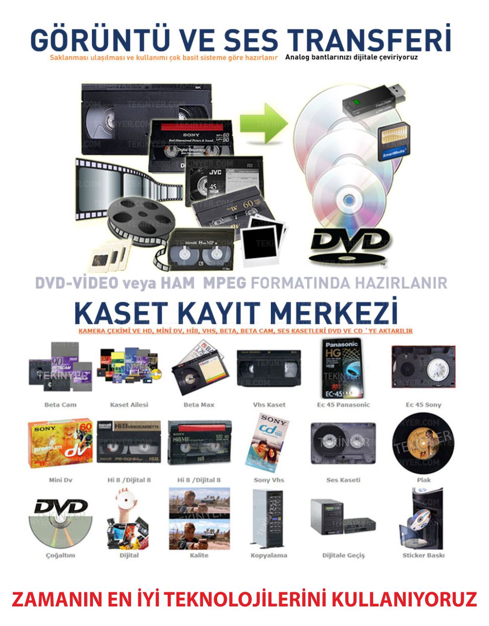 VHS Kasetten Kayıt Aktarım Kasetten Zamanın en iyi teknolijilerini kullanana Aktarım Kayıt Merkezi