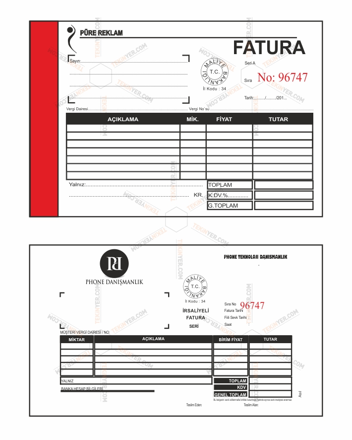 Fatura Kartvizit Tasarımı / Çeşitleri / Örnekleri / Baskısı / Fiyatları / Siparişi title=